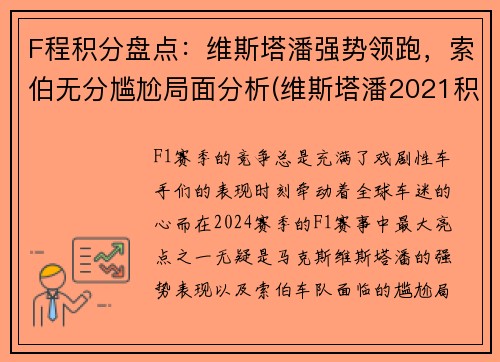 F程积分盘点：维斯塔潘强势领跑，索伯无分尴尬局面分析(维斯塔潘2021积分)